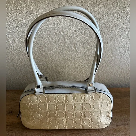 Salvatore Ferragamo taupe and yellow bag with double straps AB-21 1234 - Picture 2 of 7